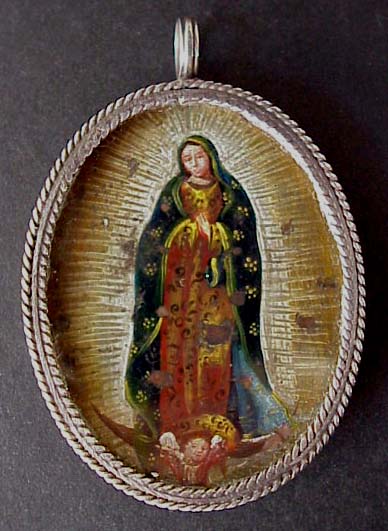 Mexican Reliquary, Relicario, Virgin Madonna of Guadalupe; Mexico